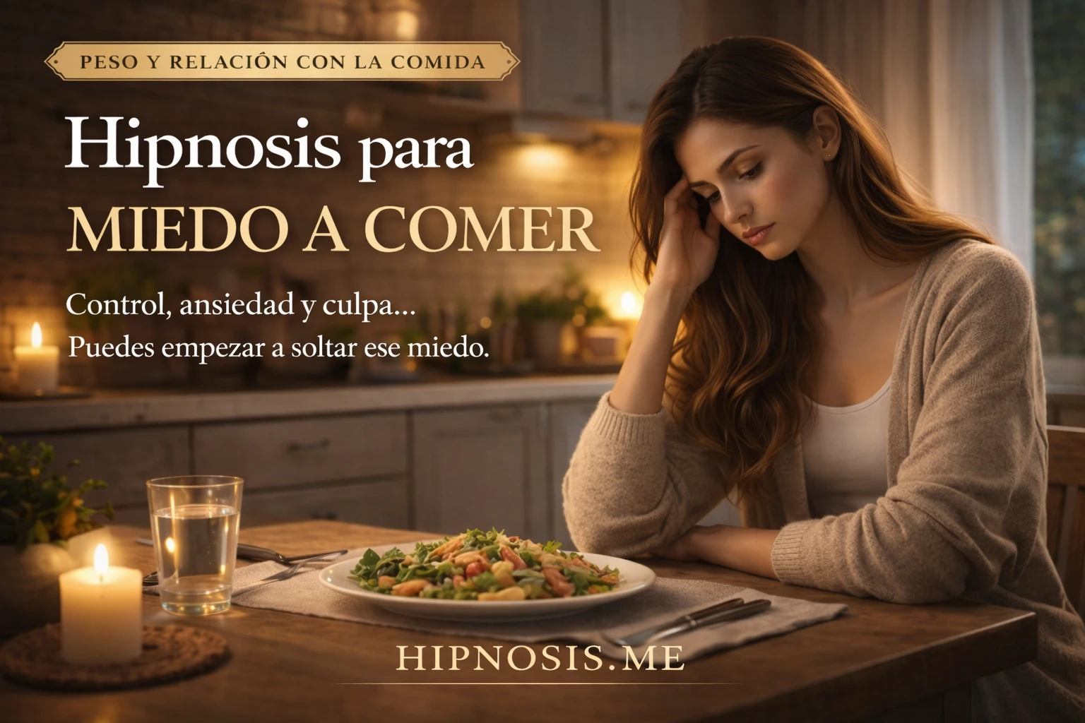Sesión pregrabada de hipnosis para el miedo a comer, ansiedad con la comida y control excesivo en hipnosis.me